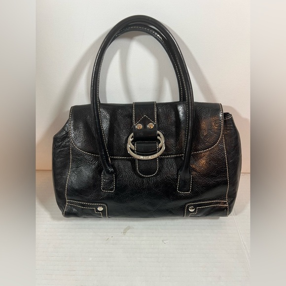 Franco Sarto Women's Black Leather Buckle Snap Double Strap Shoulder Bag - Picture 3 of 12